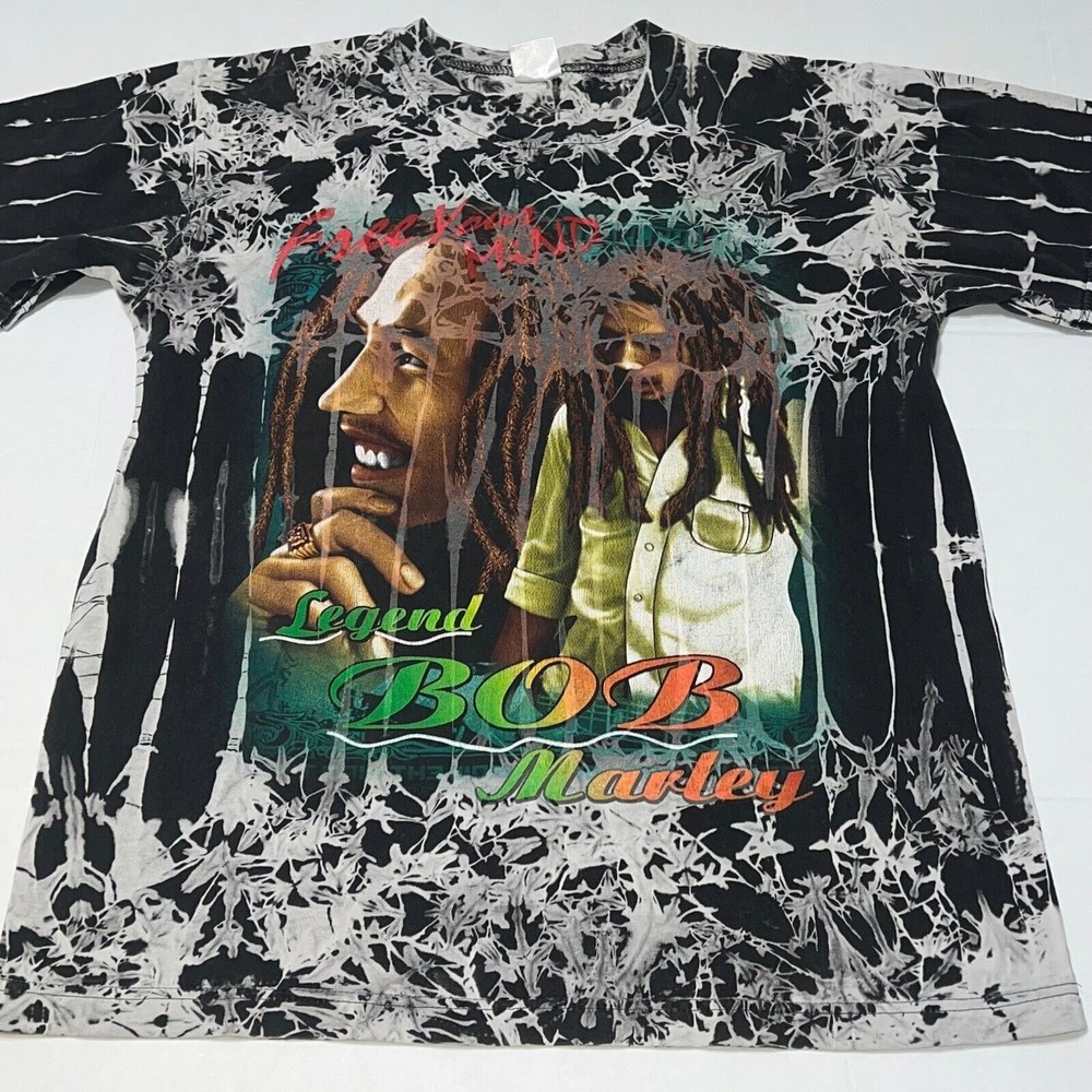 Vintage RARE 90s Bob Marley All Over Print Rasta Shirt Island Expressions Medium